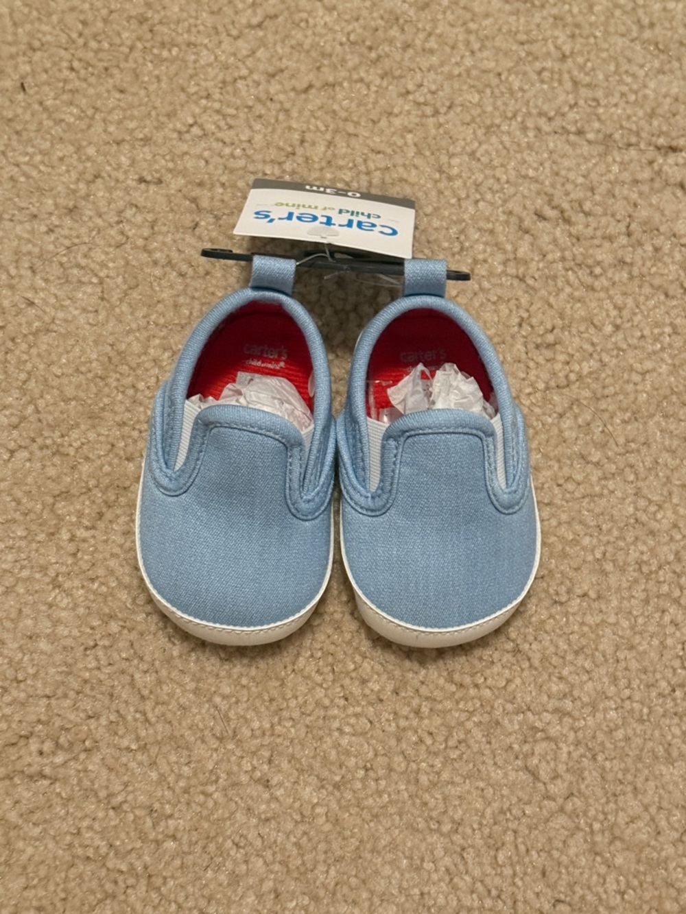 Carter's Light Blue Canvas Slip-On Baby Sneakers